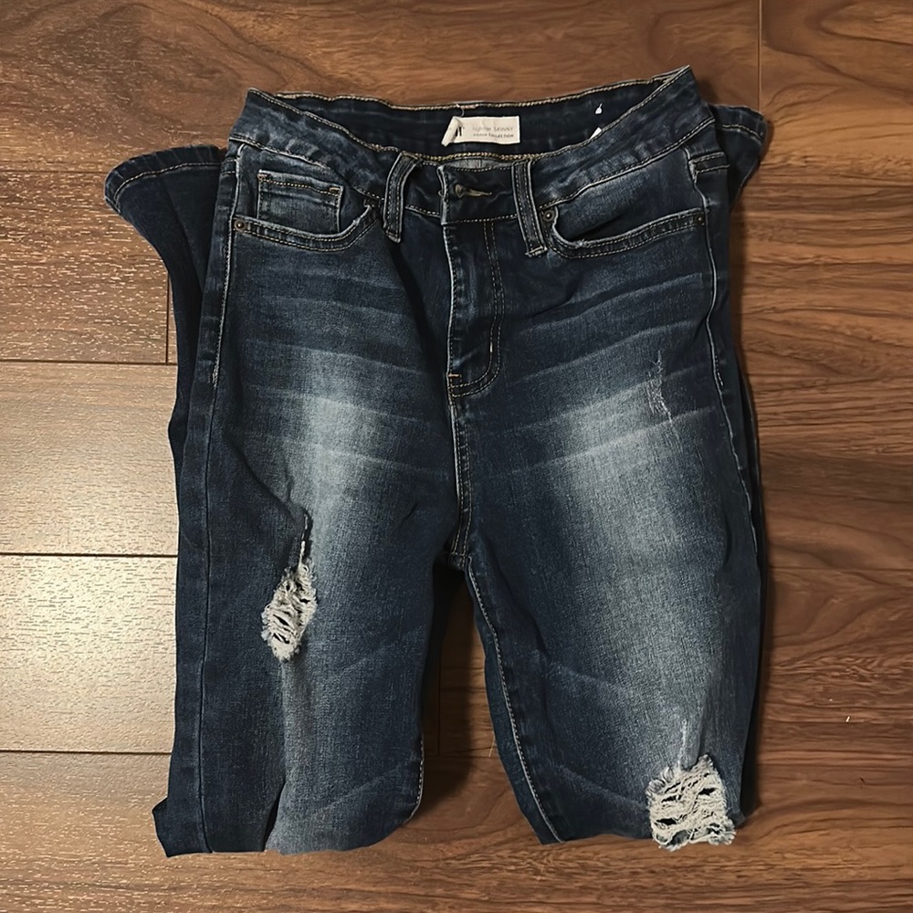 YMI blue high-rise skinny ripped jeans size 7